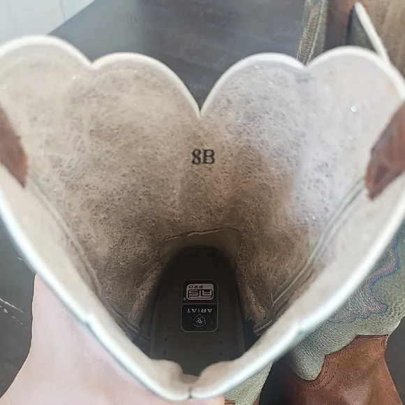 Ariat Brown and Green Leather Boots - Picture 7 of 15